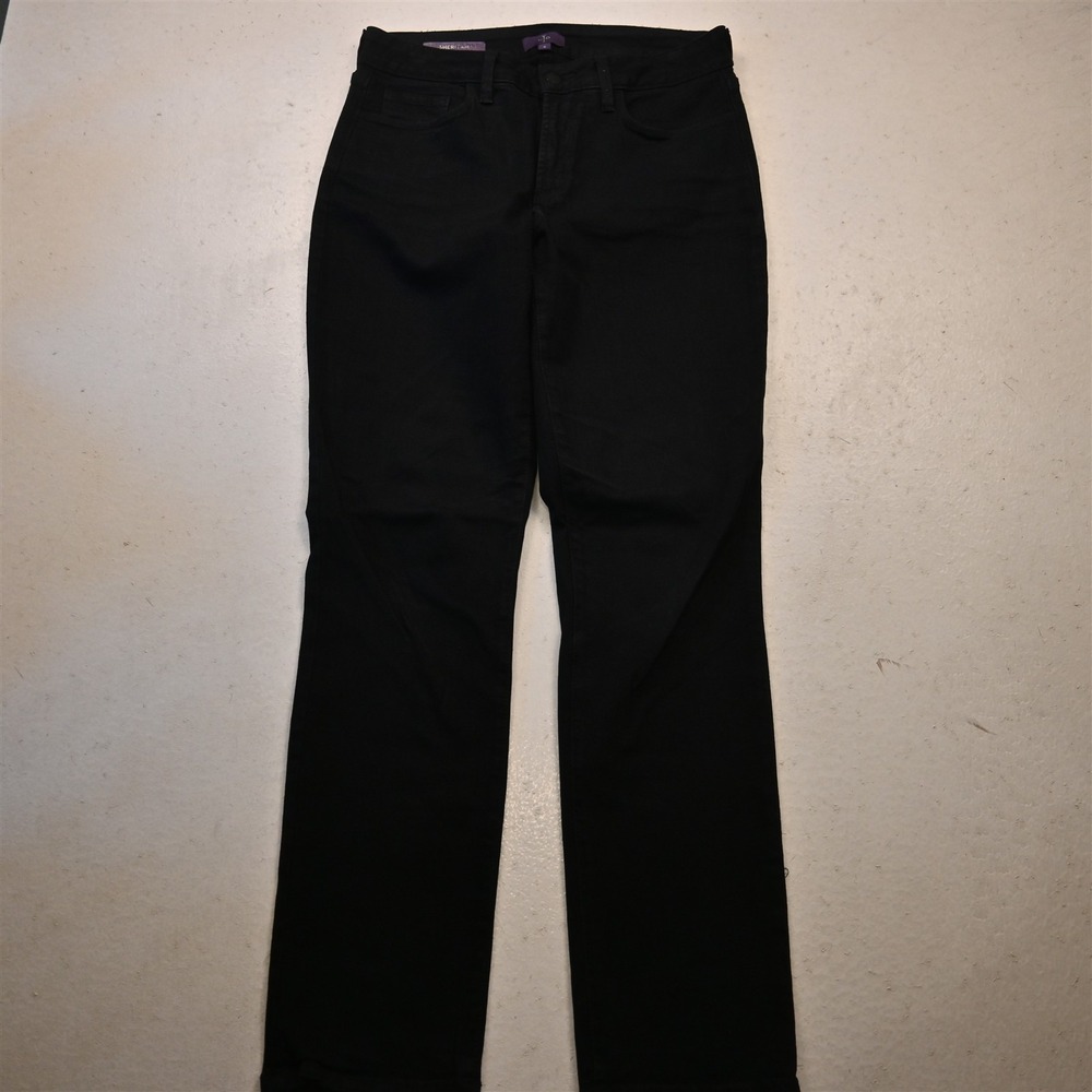 NYDJ 6 Mid Rise Sheri Slim Black Stretch Denim Womens Jeans